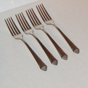4 Vintage Dinner Forks STARLIGHT SILVERPLATE 1950